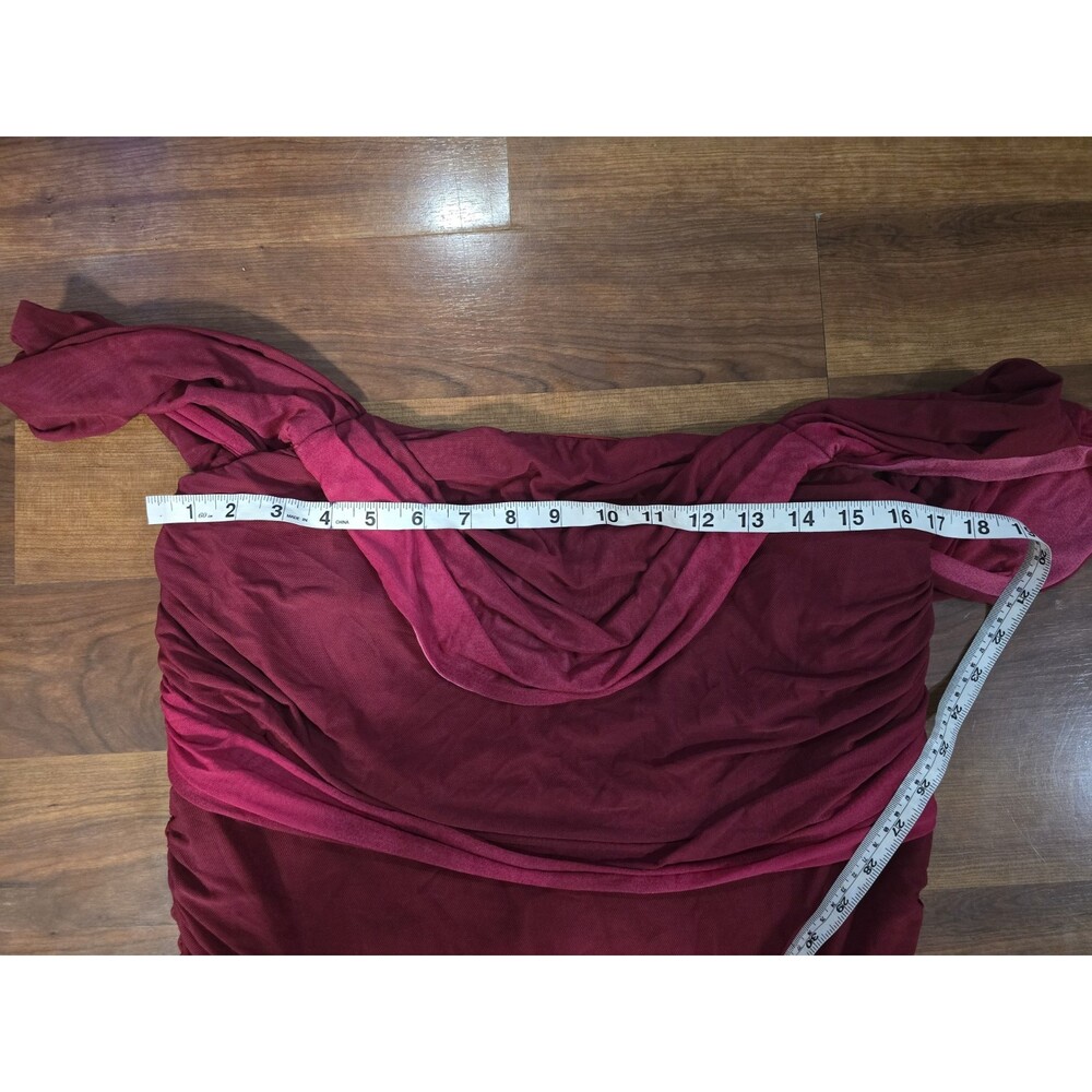 City Chic Flirtation Midi Ruby Ombre Cold Shoulder Ruffle Dress Fairy Romantic - Picture 9 of 13